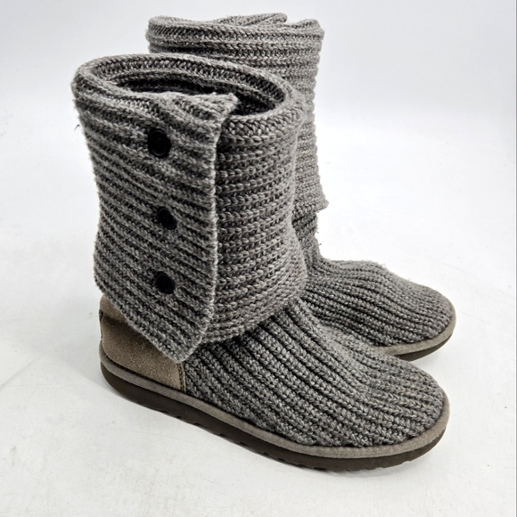 UGG Cardi Gray Knit Button Boots - Picture 2 of 12